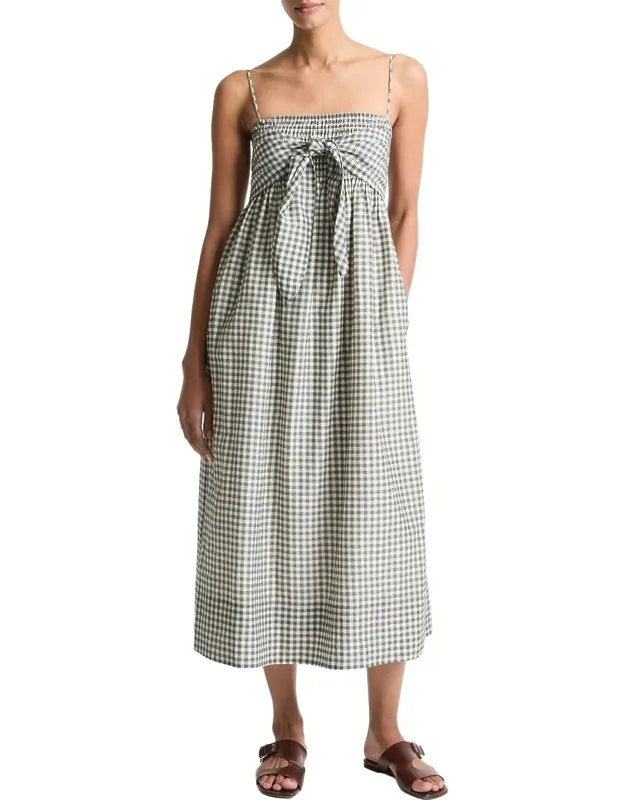Tie Smocked Silk-blend Cami Dress