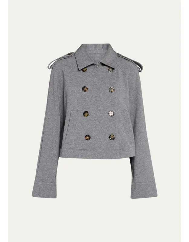 Cotton-blend Double-breasted Crop Trench Coat