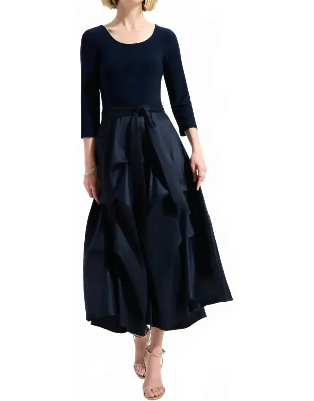 Pleated Taffeta Midi Fit And Flare Dress