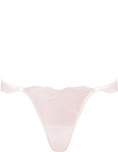 Marabel Embroidered Sheer Thong