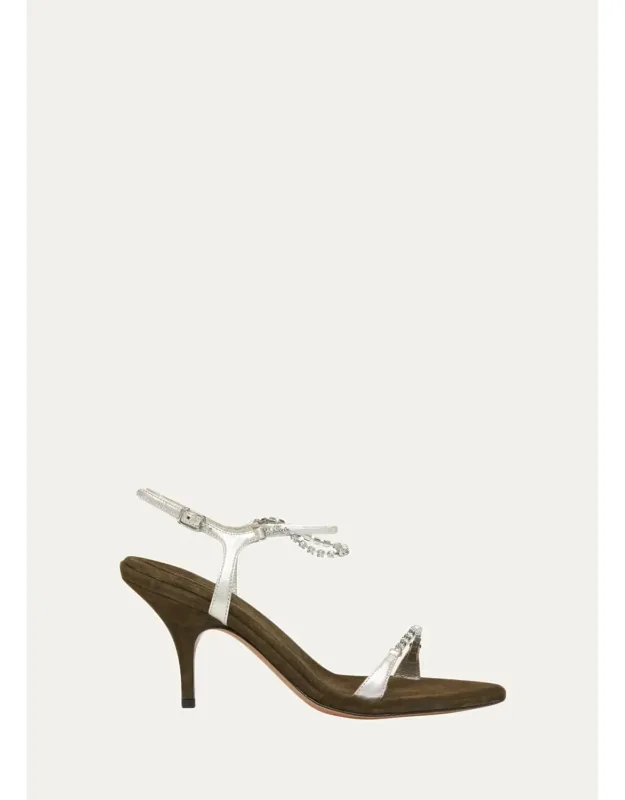80mm Zia Embellished Mixed Leather Sandals