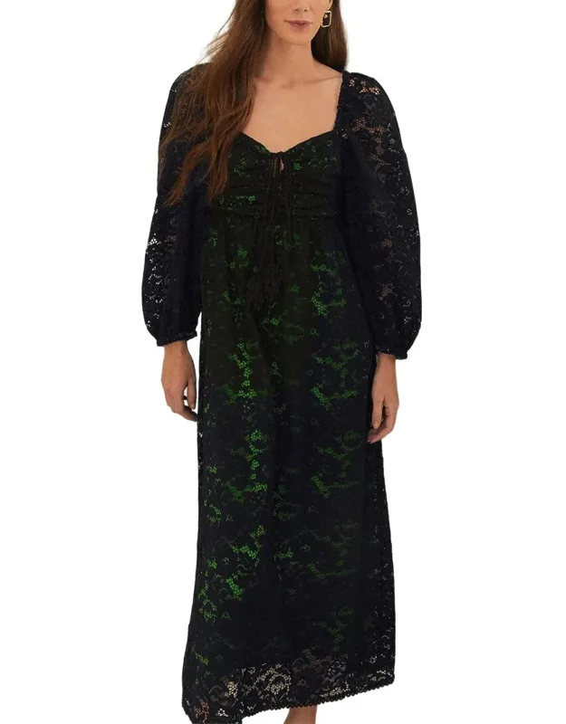 Lace Long Sleeve Midi Dress