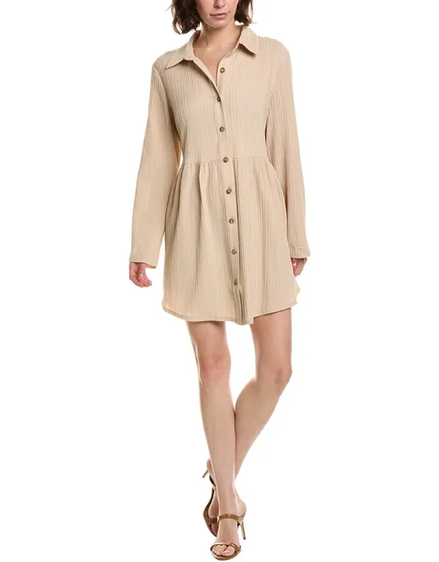 Roll-up Sleeve Mini Shirtdress