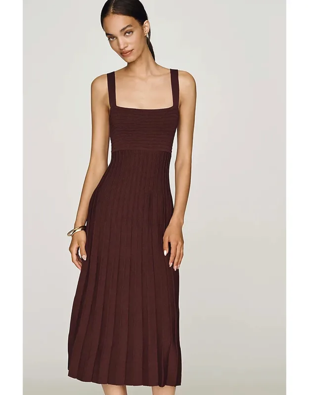 Pleated Midi Sweater Dress