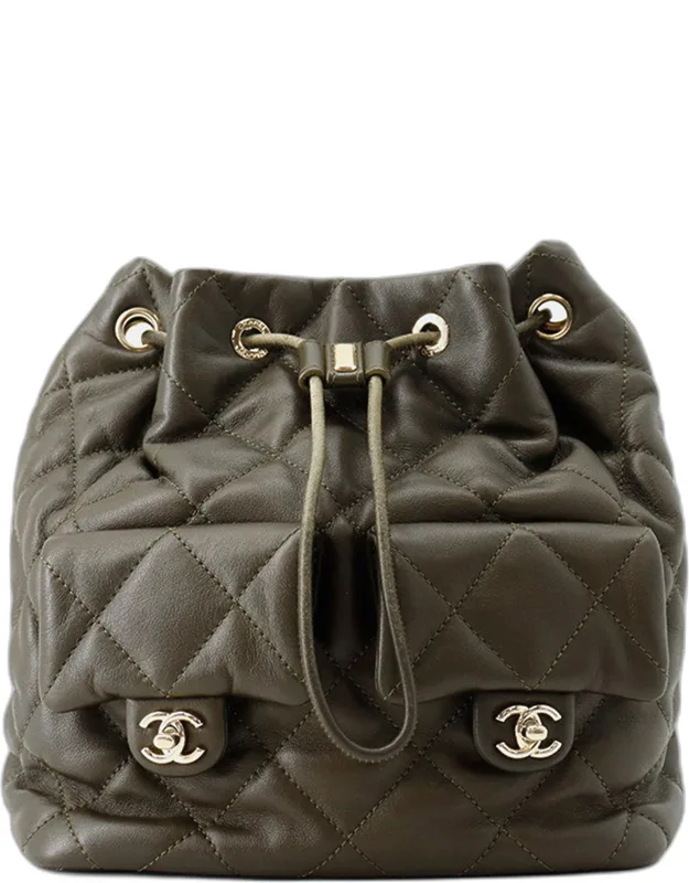 Drawstring Leather Backpack Bag