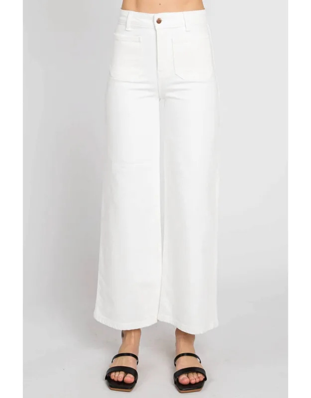 A-line Patch Pocket Wide Leg Pants