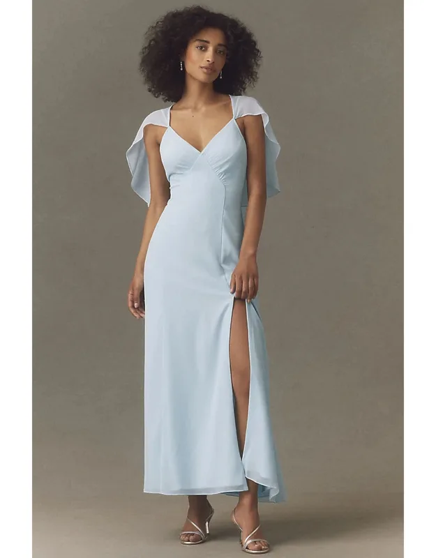 Chiffon Cape Maxi Dress