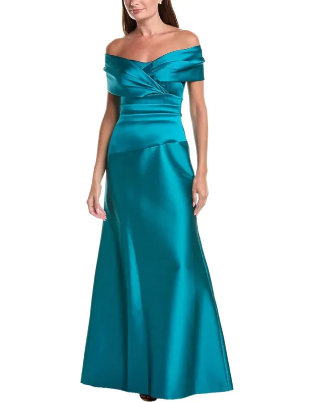 Stretch Mikado Off-shoulder Ruched Waist Dress
