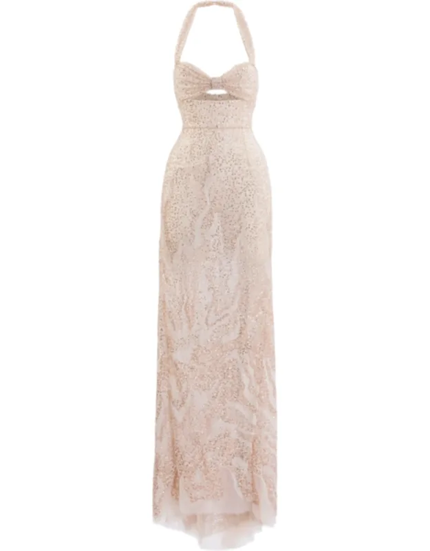 Embroidered Tulle Fitted Dress