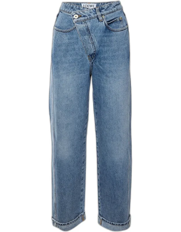 Deconstructed Straight Fit Jeans
