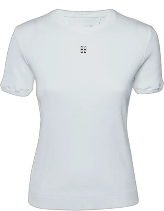 Rib Knit Logo Plaque Short Sleeve T-shirt