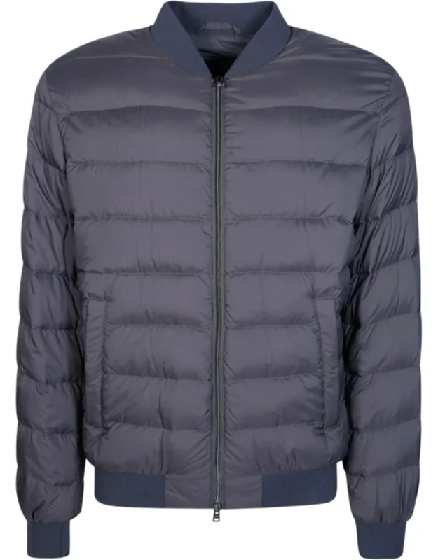 Quilted Ribbed Trim Down Bomber Jacket