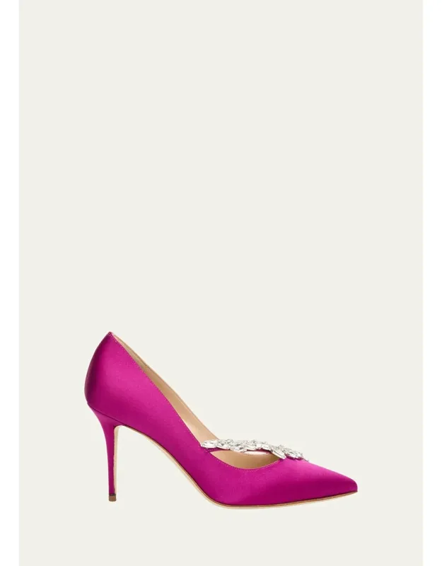 Jeweled Satin Pumps