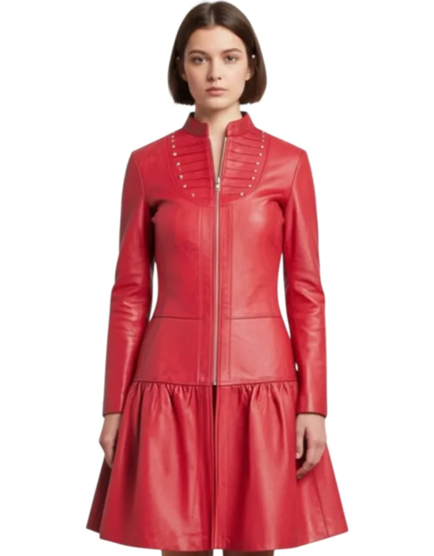 Ribet Goth Leather Victorian Studded Flare Coat