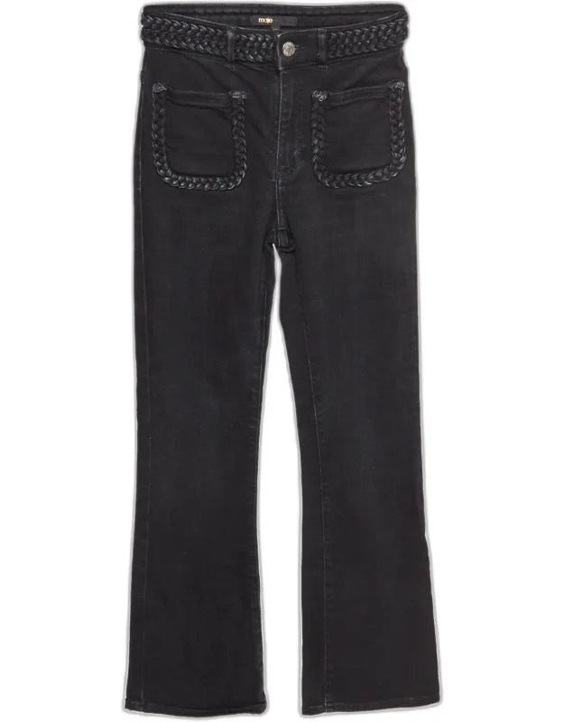 Denim Braid Detail Flared Jeans