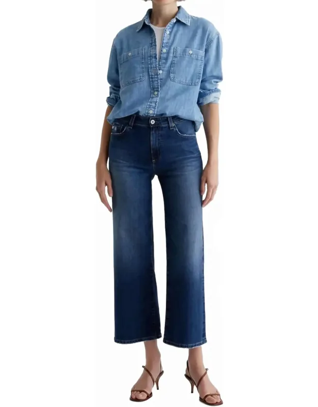 Saige Wide Leg Crop Jeans With Mid-rise Fit