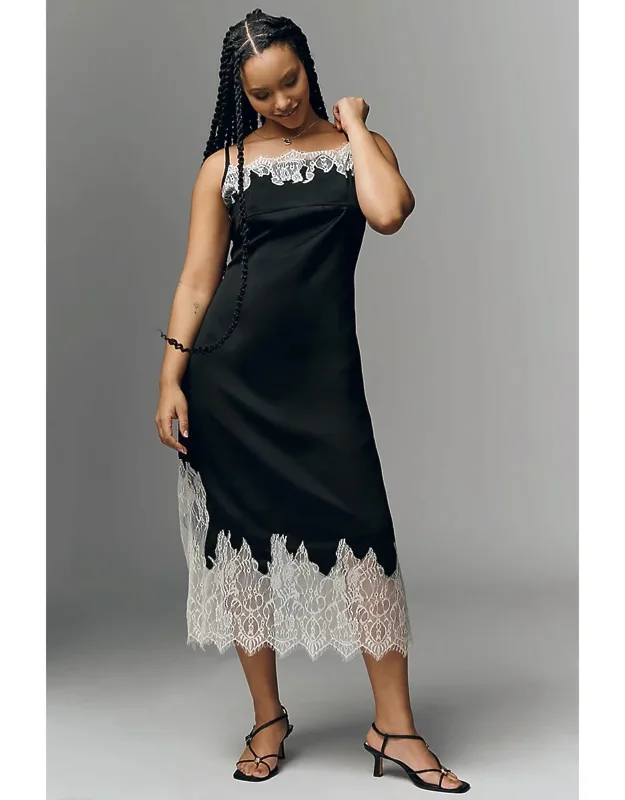 Lace-trim Midi Slip Dress