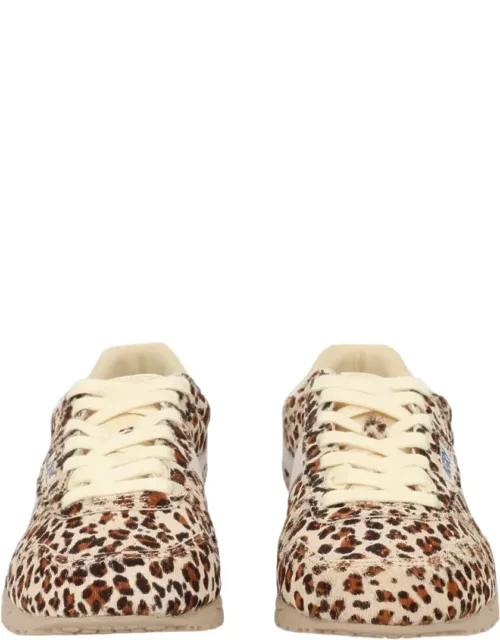 Leopard Print Pony Cow Leather Sneakers