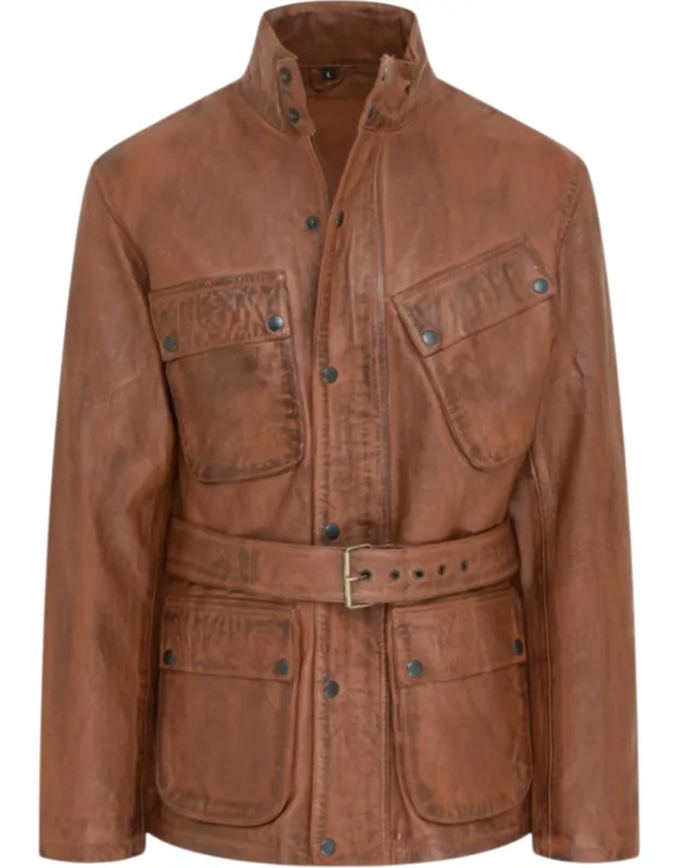 Tan Lamb Leather Safari Parka Jacket - Edinburgh