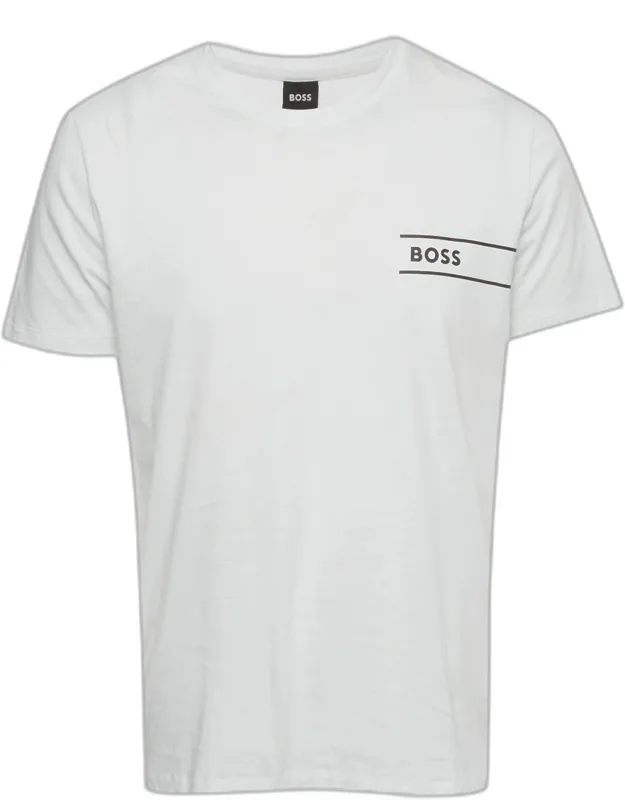 White Logo Print Cotton Crewneck T-shirt