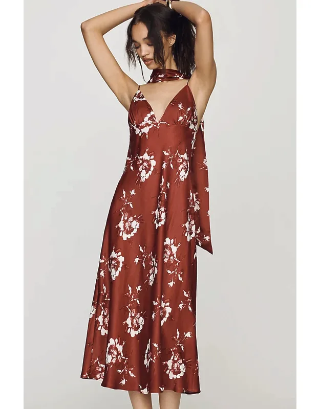 Scarf-neck Midi Dress
