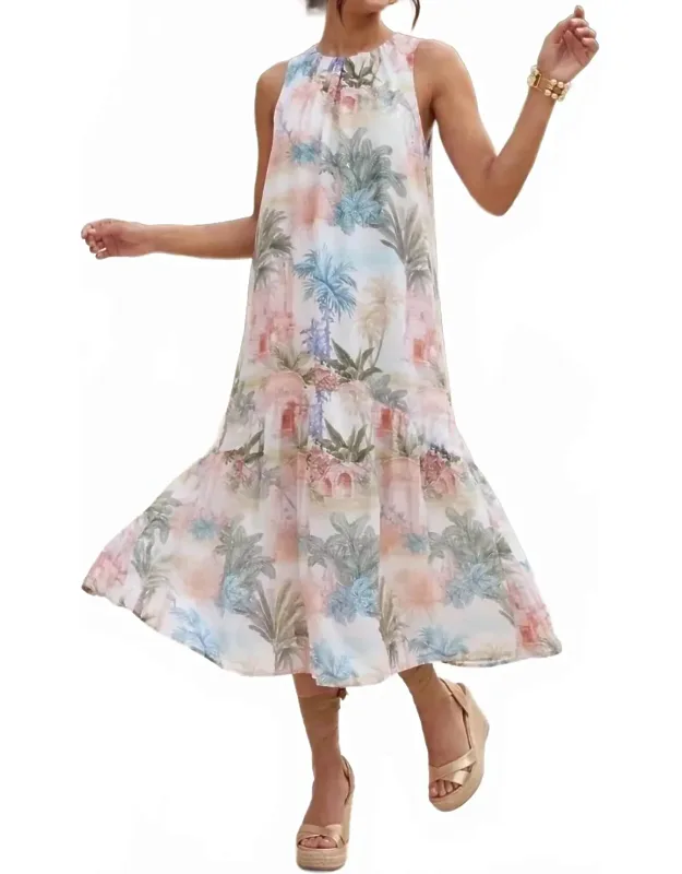 Island Escape Halter Midi Dress