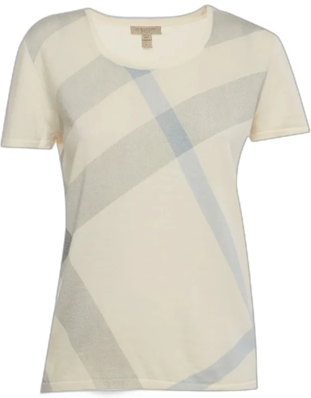 Checked Wool Knit T-shirt