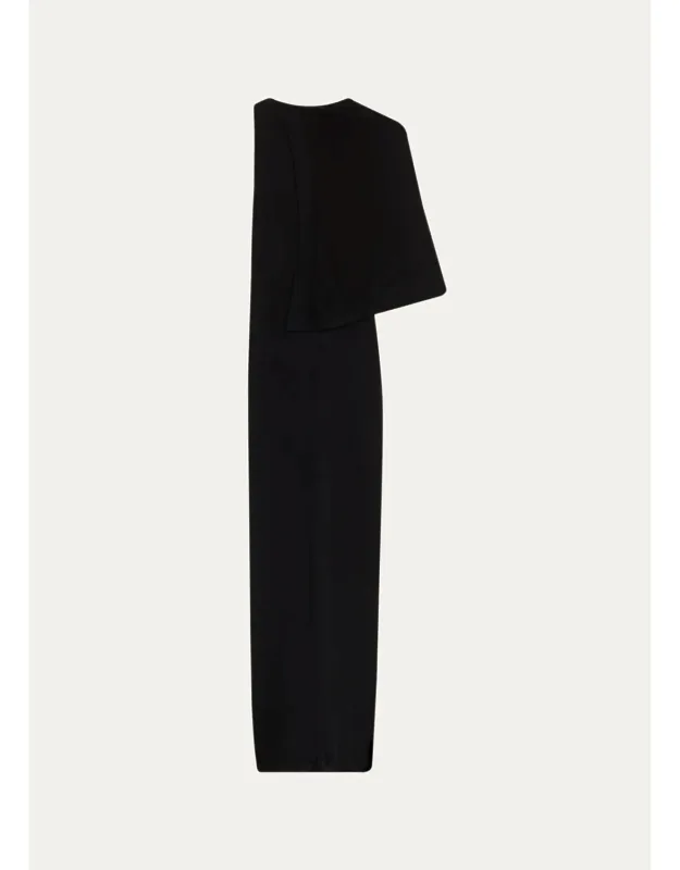 Asymmetric Scarf Wool Knit Maxi Dress