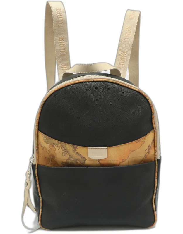 Geo Print Coated Canvas And Leather Backpack