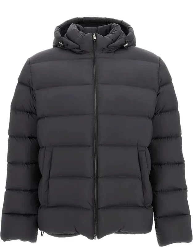 Hooded Satin Nylon Down Puffer Jacket