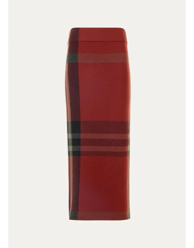 Jacquard-check Stretch-modal Midi Skirt