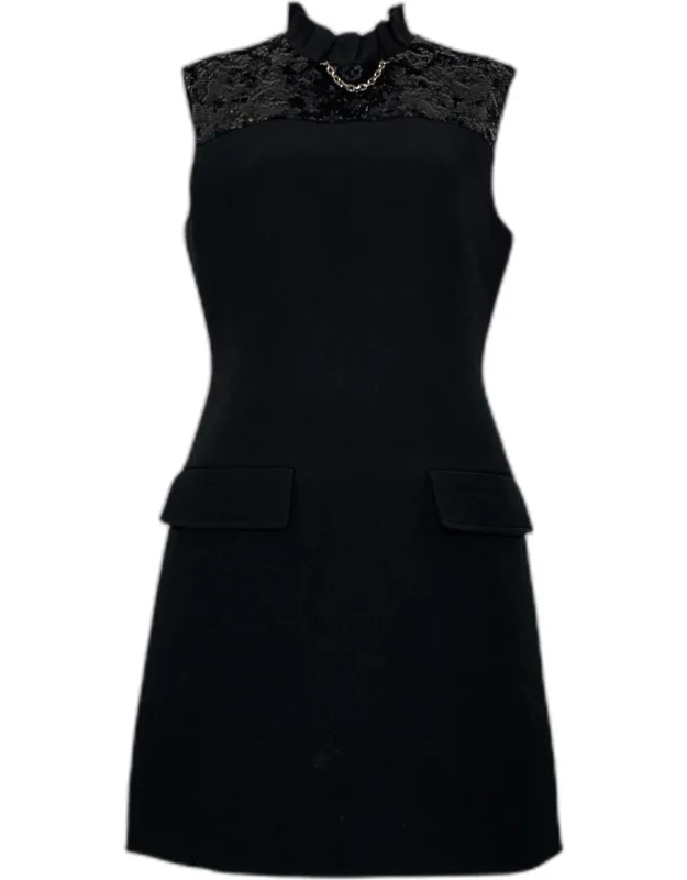 Sequined Ruffle Collar Dress