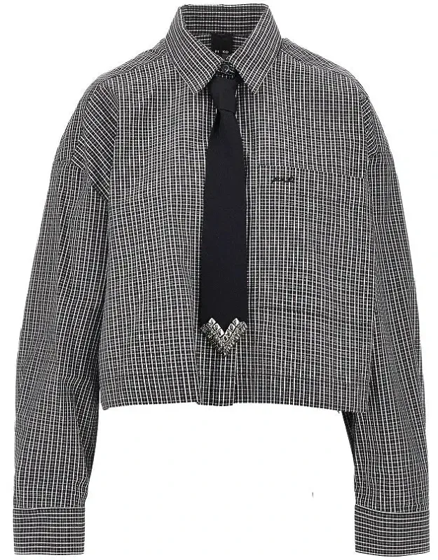 Check Cropped Shirt With Necktie