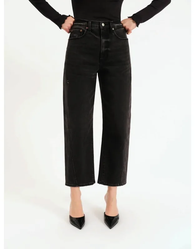 High Rise Barrel Leg Straight Jeans