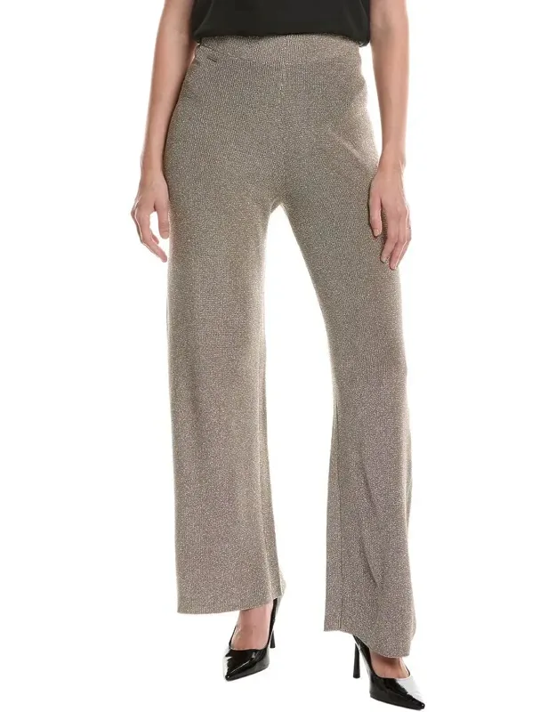 Metallic Wide-leg Knit Pants