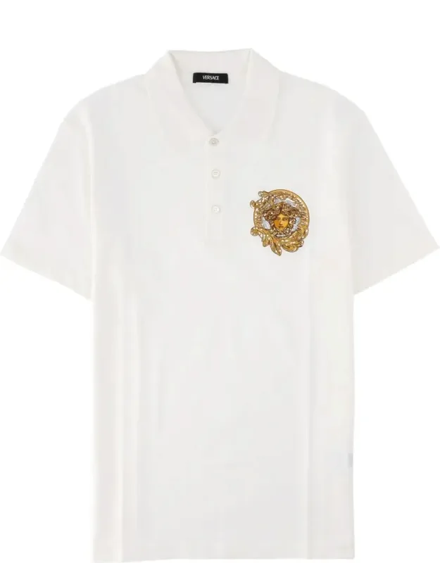 Ornate Emblem Cotton Polo Shirt
