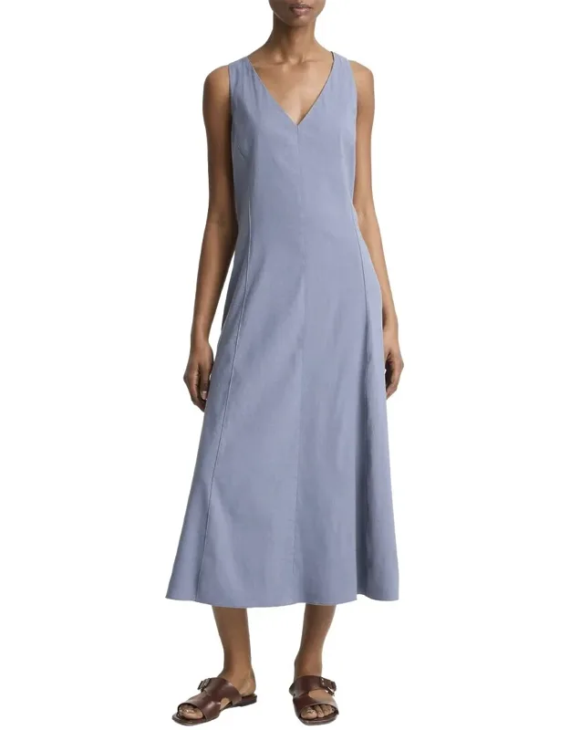 V-neck Linen-blend Dress