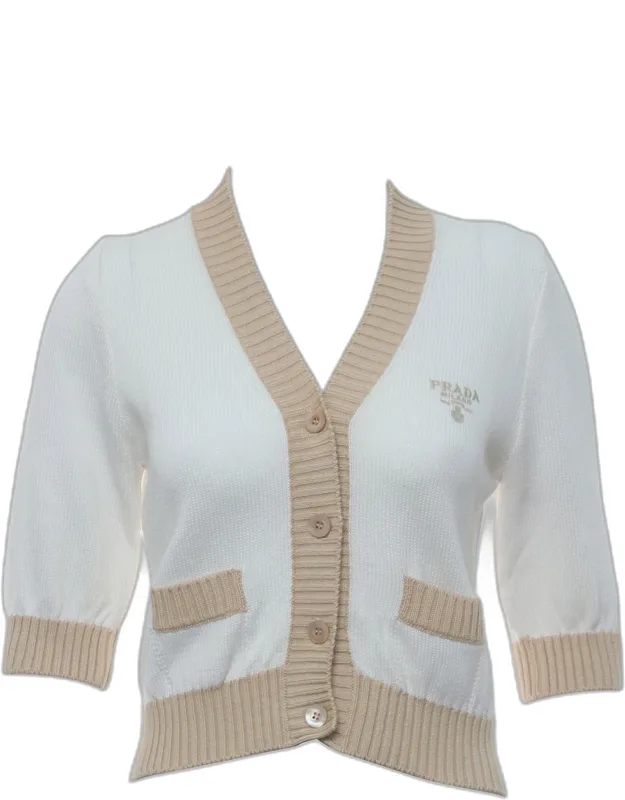 Logo Cotton Short Sleeve Knit Cardigan