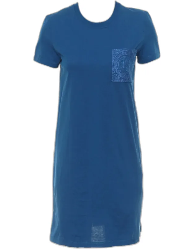 Cotton Elastane Embroidered Pocket Short Sleeve Dress