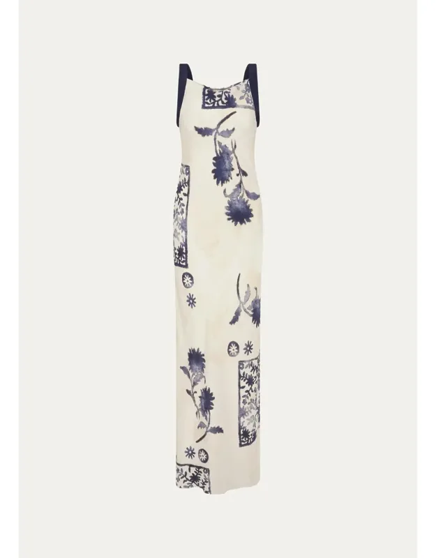 Stamp-print Maxi Slipdress
