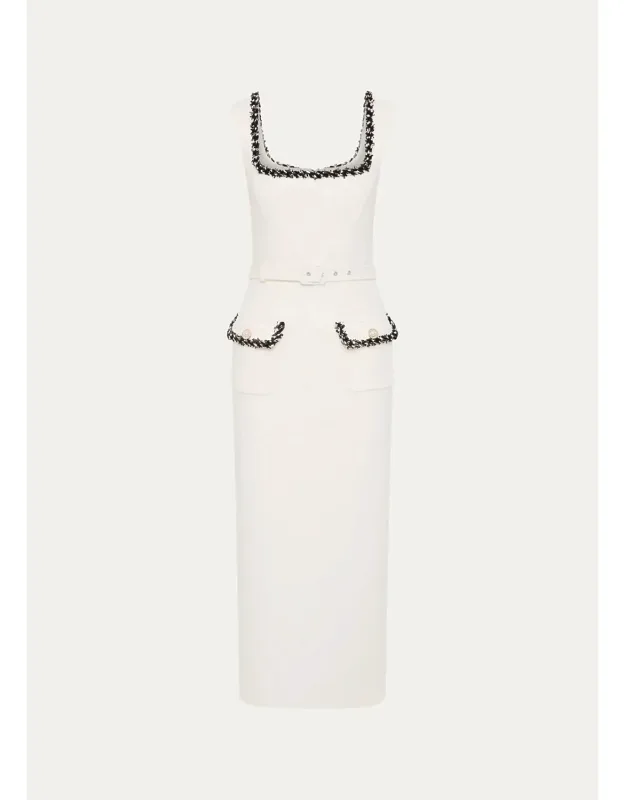 Bonded Tweed Midi Dress