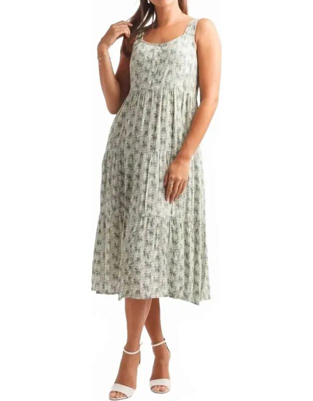 Tiered Leaf Print Dress