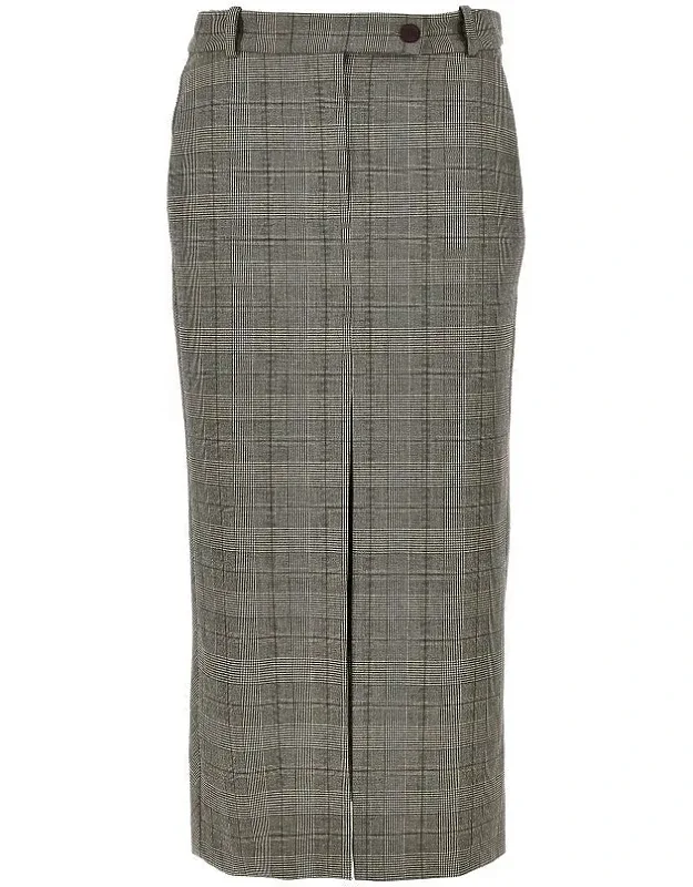 Wool-blend Midi Skirt With Check Motif
