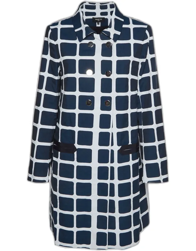 Printed Cotton Blend Double Breasted Trench Coat
