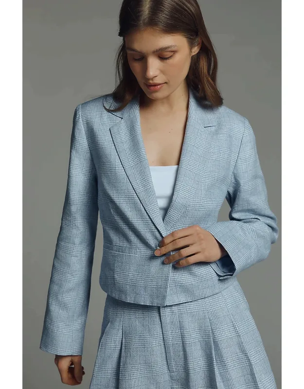 Boxy Plaid Crop Blazer