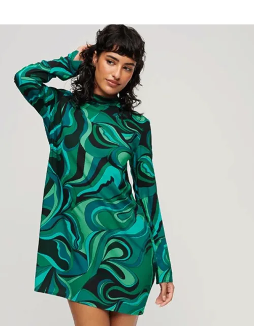 Long Sleeve Printed Mini Dress