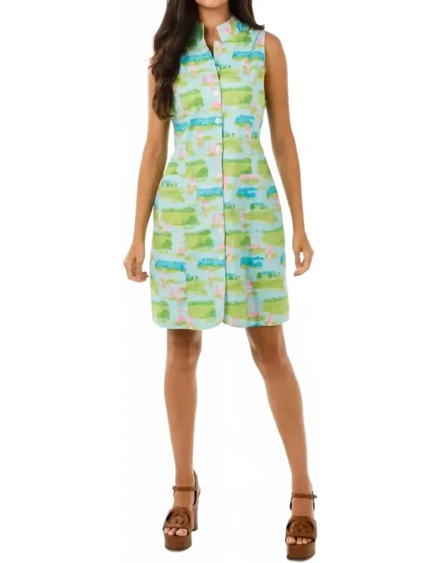 Miller Mini Dress With Stylish Stand Collar And Adjustable Waist
