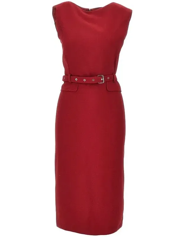 Crepe Midi Dress With Belt