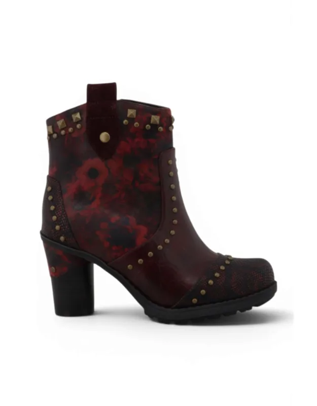 Floral Heeled Ankle Boots