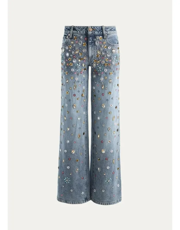 Embellished Mid-rise Baggy Jeans